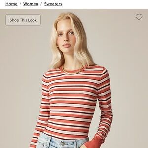 J. Crew Red and White Striped Sweater